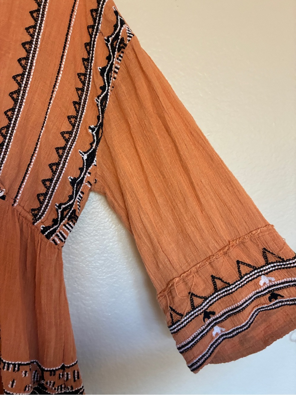 Free People Revolve Saffron Embroidered Tunic in Terracotta Boho Peasant Tunic - Picture 4 of 14